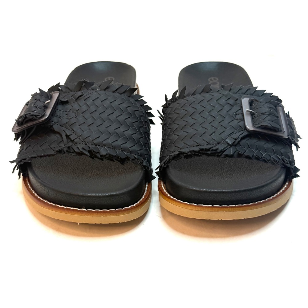 Earth Women's Fontane Woven Flat sleeve Slip on Sandals Black Size 7.5M NWT